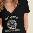Easily Distracted By Books And Dragons Book Dragon Lover Women's Jersey Short Sleeve Deep V-Neck Tshirt Easily Distracted By Books And Dragons Book Dragon Lover Women's Jersey Short Sleeve Deep V-Neck Tshirt