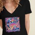 EAT THE RICH 90S NOSTALGIA WHALE ORCA YAHCT RETRO Women's Jersey Short Sleeve Deep V-Neck Tshirt