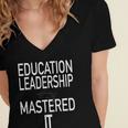 Education Leadership Masters Graduation Shirt Women's Jersey Short Sleeve Deep V-Neck Tshirt