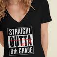 Eighth Grade Graduation Shirt Straight Outta 8th Grade Women's Jersey Short Sleeve Deep V-Neck Tshirt