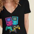 Eighties Console Controller Gaming Player Gadget Nostalgia Women's Jersey Short Sleeve Deep V-Neck Tshirt Eighties Console Controller Gaming Player Gadget Nostalgia Women's Jersey Short Sleeve Deep V-Neck Tshirt