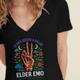 Elder Emo Nostalgia Skeleton Hand Women's Jersey Short Sleeve Deep V-Neck Tshirt