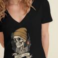 Elder Emo Skeleton Beanie Nostalgia Scene Aesthetic Women's Jersey Short Sleeve Deep V-Neck Tshirt Elder Emo Skeleton Beanie Nostalgia Scene Aesthetic Women's Jersey Short Sleeve Deep V-Neck Tshirt