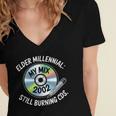 Elder Millennials Embracing 90s CDs Nostalgia Vibes Women's Jersey Short Sleeve Deep V-Neck Tshirt