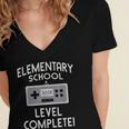 Elementary School Graduation Shirt Level Complete Gamer Women's Jersey Short Sleeve Deep V-Neck Tshirt