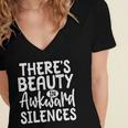 Embracing Awkward Silences Introvert Humor Antisocial Women's Jersey Short Sleeve Deep V-Neck Tshirt
