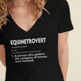 Equinetrovert Definition Equestrian Introvert Horse Lover Women's Jersey Short Sleeve Deep V-Neck Tshirt