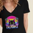 Ew Cat Misanthrope Introvert Synthwave 80s Women's Jersey Short Sleeve Deep V-Neck Tshirt Ew Cat Misanthrope Introvert Synthwave 80s Women's Jersey Short Sleeve Deep V-Neck Tshirt