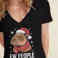Ew People Capybara Christmas Introvert Holiday Humor Women's Jersey Short Sleeve Deep V-Neck Tshirt Ew People Capybara Christmas Introvert Holiday Humor Women's Jersey Short Sleeve Deep V-Neck Tshirt