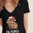 Ew People Capybara Christmas Lights Introvert Humor Women's Jersey Short Sleeve Deep V-Neck Tshirt Ew People Capybara Christmas Lights Introvert Humor Women's Jersey Short Sleeve Deep V-Neck Tshirt