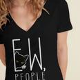 Ew People Cat Introvert Anti-Social Women's Jersey Short Sleeve Deep V-Neck Tshirt