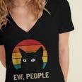 Ew People Introvert Cat Lover Cat Lady Vintage Women's Jersey Short Sleeve Deep V-Neck Tshirt