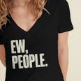 EW People Introvert Sarcastic Graphic Style Women's Jersey Short Sleeve Deep V-Neck Tshirt