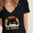 Ew People Retro Cat Vintage Anti-Social Introvert Women's Jersey Short Sleeve Deep V-Neck Tshirt