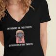 Extroverted Introvert In The Streets Extrovert In The Tweets Women's Jersey Short Sleeve Deep V-Neck Tshirt