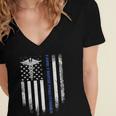 Family Nurse Practitioner Flag FNP Nursing Graduation Women's Jersey Short Sleeve Deep V-Neck Tshirt