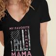My Favorite Airman Calls Me Mama Airman Graduation Mom Women's Jersey Short Sleeve Deep V-Neck Tshirt