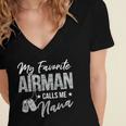 My Favorite Airman Calls Me Nana US Air Force Graduation Women's Jersey Short Sleeve Deep V-Neck Tshirt