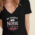 My Favorite Nurse Calls Me Mom Nursing Students Graduation Women's Jersey Short Sleeve Deep V-Neck Tshirt
