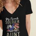 My Favorite Soldier Calls Me Aunt US Army Graduation Aunt Women's Jersey Short Sleeve Deep V-Neck Tshirt