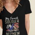 My Favorite Soldier Calls Me Nephew Army Graduation Nephew Women's Jersey Short Sleeve Deep V-Neck Tshirt