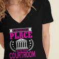 Female Lawyer Women Law Student Graduation Bar Exam Women's Jersey Short Sleeve Deep V-Neck Tshirt