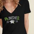 Finished PhD PhInished 2018 Graduation Shirt Women's Jersey Short Sleeve Deep V-Neck Tshirt