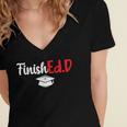 FinishEdD Doctor Of Education Graduate EdD Graduation Women's Jersey Short Sleeve Deep V-Neck Tshirt
