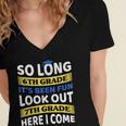 First Day School 7th Grade 6th Grade Graduation Women's Jersey Short Sleeve Deep V-Neck Tshirt