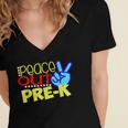 First Day Of School Shirt Peace Out Pre-K Graduation Kids So Women's Jersey Short Sleeve Deep V-Neck Tshirt