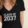 First Grade Class Of 2037 First Day School Graduation Kids Women's Jersey Short Sleeve Deep V-Neck Tshirt