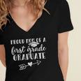 First Grade Graduation Mom Shirt Proud Mom First Grader Women's Jersey Short Sleeve Deep V-Neck Tshirt