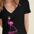 Flamingo Nailed It Graduation Flamingo Women's Jersey Short Sleeve Deep V-Neck Tshirt
