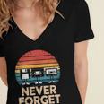 Floppy VHS Cassette Never Forget Retro 80s 90s Nostalgia Women's Jersey Short Sleeve Deep V-Neck Tshirt Floppy VHS Cassette Never Forget Retro 80s 90s Nostalgia Women's Jersey Short Sleeve Deep V-Neck Tshirt