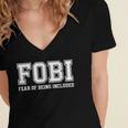 FOBI Fear Of Being Excluded Introverts Women's Jersey Short Sleeve Deep V-Neck Tshirt FOBI Fear Of Being Excluded Introverts Women's Jersey Short Sleeve Deep V-Neck Tshirt
