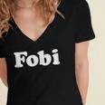 Fobi Fear Of Being Included Men Women Introvert Women's Jersey Short Sleeve Deep V-Neck Tshirt Fobi Fear Of Being Included Men Women Introvert Women's Jersey Short Sleeve Deep V-Neck Tshirt