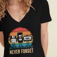 Never Forget Retro 80s 90s Floppy VHS Cassette Nostalgia Women's Jersey Short Sleeve Deep V-Neck Tshirt Never Forget Retro 80s 90s Floppy VHS Cassette Nostalgia Women's Jersey Short Sleeve Deep V-Neck Tshirt