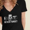 Never Forget Retro Camera Photography Nostalgia Women's Jersey Short Sleeve Deep V-Neck Tshirt