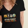 Never Forget Retro Cassette VHS Floppy CD Nostalgia Humor Women's Jersey Short Sleeve Deep V-Neck Tshirt