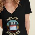 Never Forget Retro Diskette Nostalgia Vintage Women's Jersey Short Sleeve Deep V-Neck Tshirt