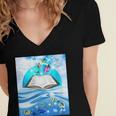 Frutiger Aero Aesthetic Tech Book Butterfly Women's Jersey Short Sleeve Deep V-Neck Tshirt