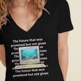 Frutiger Aero Aesthetic Tech The Future That Was Promised Women's Jersey Short Sleeve Deep V-Neck Tshirt
