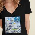 Frutiger Aero Aesthetic Tech Great Wave Of Kanagawa Fishes Women's Jersey Short Sleeve Deep V-Neck Tshirt Frutiger Aero Aesthetic Tech Great Wave Of Kanagawa Fishes Women's Jersey Short Sleeve Deep V-Neck Tshirt