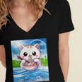 Frutiger Aero Aesthetic Tech Kawaii Ramen Cat Fishes Women's Jersey Short Sleeve Deep V-Neck Tshirt Frutiger Aero Aesthetic Tech Kawaii Ramen Cat Fishes Women's Jersey Short Sleeve Deep V-Neck Tshirt