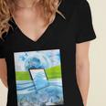 Frutiger Aero Aesthetic Tech Water Fishes Monitor Screen Women's Jersey Short Sleeve Deep V-Neck Tshirt Frutiger Aero Aesthetic Tech Water Fishes Monitor Screen Women's Jersey Short Sleeve Deep V-Neck Tshirt