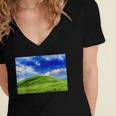 Frutiger Aero Meadow Aesthetic Y2k 2000s Ironic Nostalgic Women's Jersey Short Sleeve Deep V-Neck Tshirt