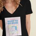 Fun Cute Introvert Cat Character Quote Men Women Women's Jersey Short Sleeve Deep V-Neck Tshirt
