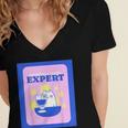 Fun Cute Introvert Cat Character With Wine Women's Jersey Short Sleeve Deep V-Neck Tshirt Fun Cute Introvert Cat Character With Wine Women's Jersey Short Sleeve Deep V-Neck Tshirt