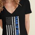 Funny Class Of 2021 American Flag Senior Graduation Women's Jersey Short Sleeve Deep V-Neck Tshirt