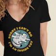 Funny Introvert Cat I Can't Go I'm An Inside Cat Homebody Women's Jersey Short Sleeve Deep V-Neck Tshirt